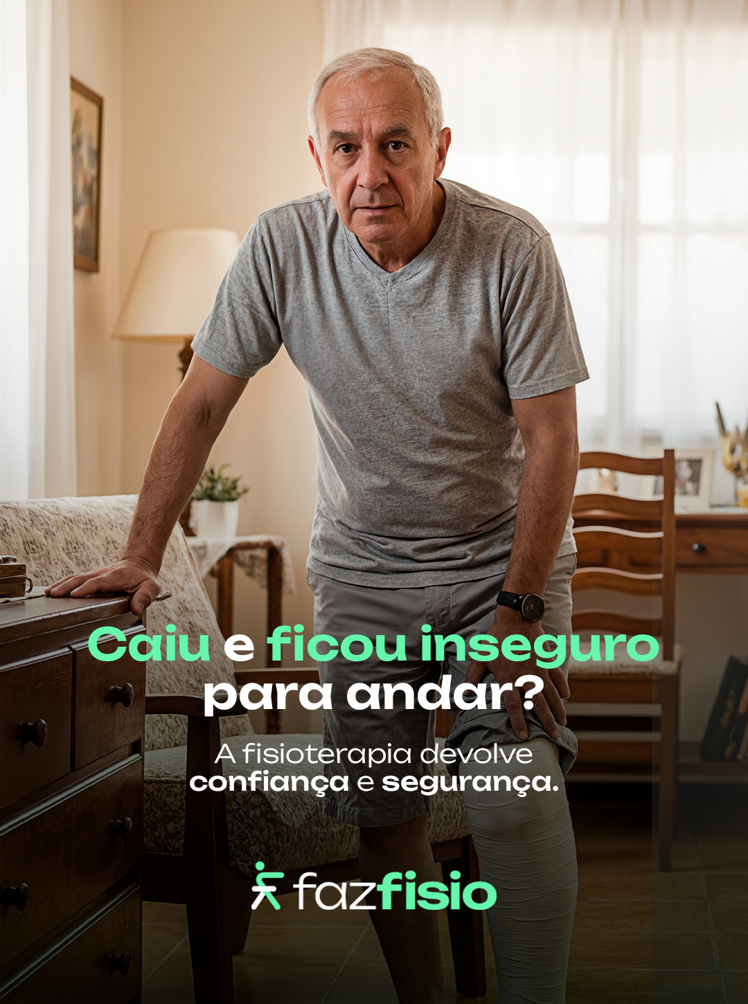 Caiu e ficou inseguro para andar? A fisioterapia devolve confiança e segurança que seu corpo precisa — FAZFISIO, em Sorocaba.